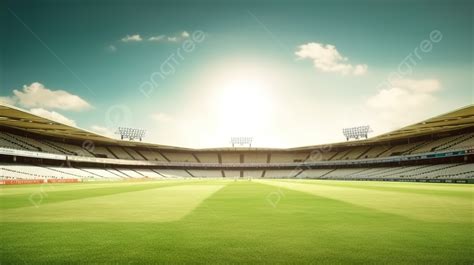 3d Illustration Of A Cricket Pitch With A View Of The Stadium S Outfield Background, Cricket ...