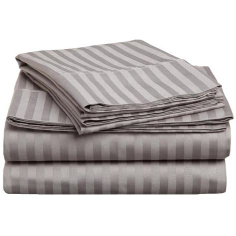 400 Thread Count Egyptian Cotton Twin XL Sheet Set Stripe Grey ...
