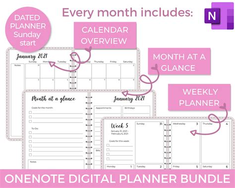 OneNote Digital Planner Digital Notebook One Note OneNote | Etsy