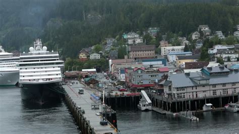 Ketchikan Alaska Luxury Cruise Ship Departure Port Marina. Vacation Travel Along Famous And ...