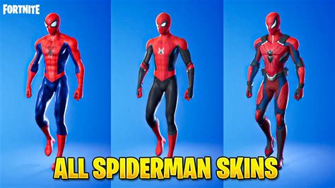 All Spiderman Skins in Fortnite - YouTube