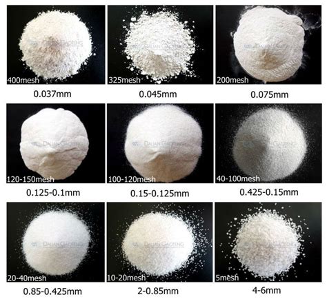 Different sizes of silica sand / quartz sand.