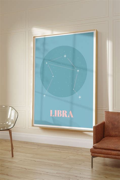 Libra, Zodiac Print Poster, Pink & Blue, Zodiac Colors, Zodiac Sign ...