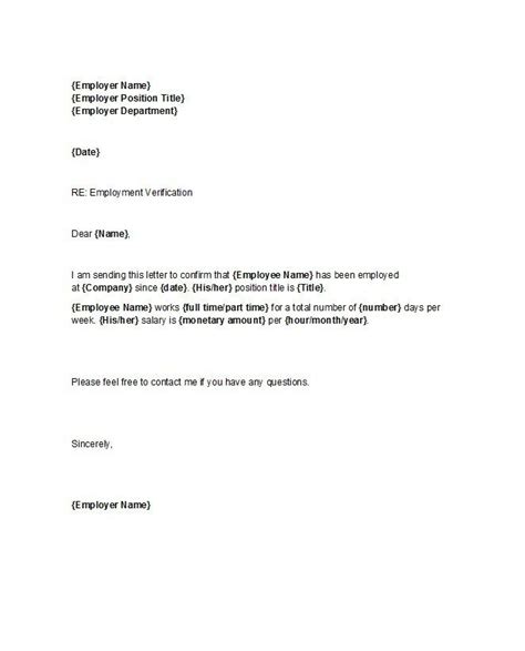 Proof of Employment Letter Template