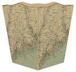 WB1819 - Antique Maine Coast Map Wastepaper Basket