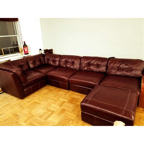 Macy's 6 Piece Leather Sectional Sofa - AptDeco