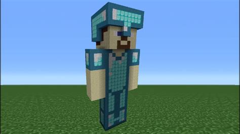 Minecraft Tutorial: How To Make A Diamond Amour Steve Statue - YouTube