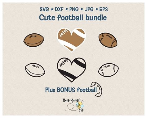 Football Svg, Cute Football Svg, Football Heart Svg, Cut File for Cricut and Silhouette - Etsy