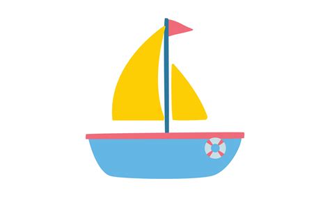 Cute cartoon sailboat clipart. Simple sail boat flat vector ...