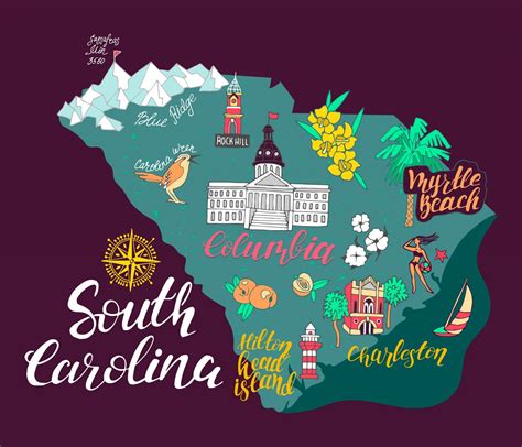 Map of South Carolina and Flag | Outline, Counties, Cities and Road Map - Best Hotels Home