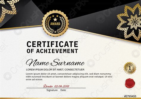 Official certificate of appreciation award template with black and golden - stock vector 2795455 ...