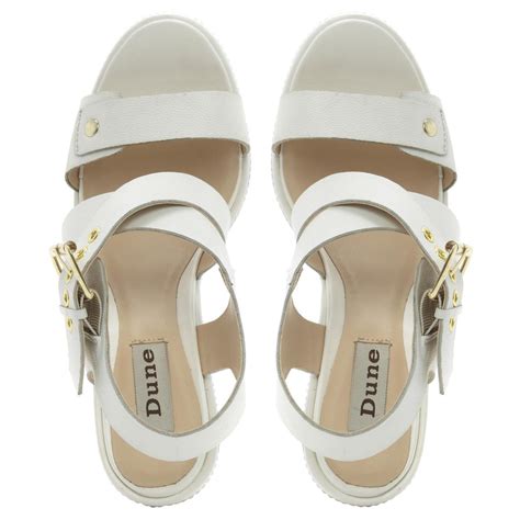 NEW DUNE LADIES GAZELLA WOMENS WHITE LEATHER CORK WEDGE HEEL SANDALS SIZE 3-8 UK | eBay