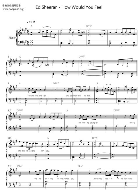 Ed Sheeran-How Would You Feel Sheet Music pdf, - Free Score Download ★