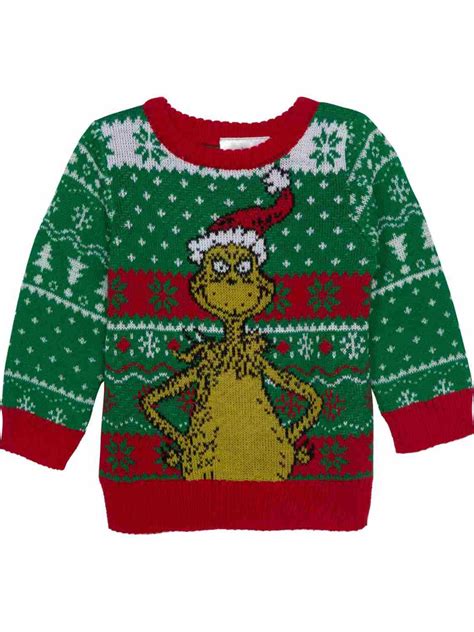 Infant Boys Green & Red The Grinch Christmas Holiday Knit Sweater ...