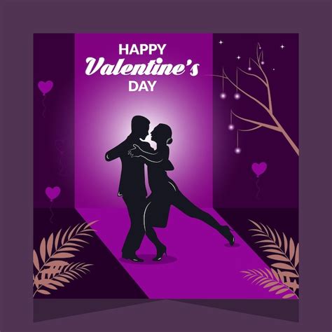 Premium Vector | Modern vector happy valentines day couple dance social media post