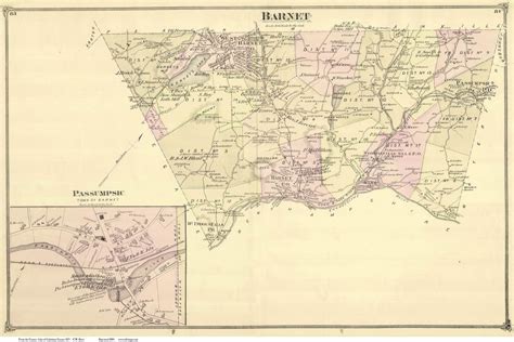 Barnet Town and Passumpsic Village, Vermont 1875 Old Town Map Reprint ...