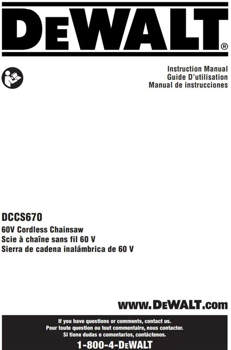 DEWALT DCCS670 60V Cordless Chainsaw Instruction Manual