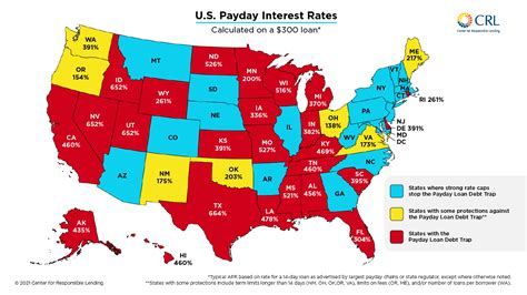 Map of U.S. Payday Interest Rates | Center for Responsible Lending