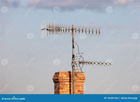 Old Type Antenna on the Roof of House Stock Photo - Image of type ...