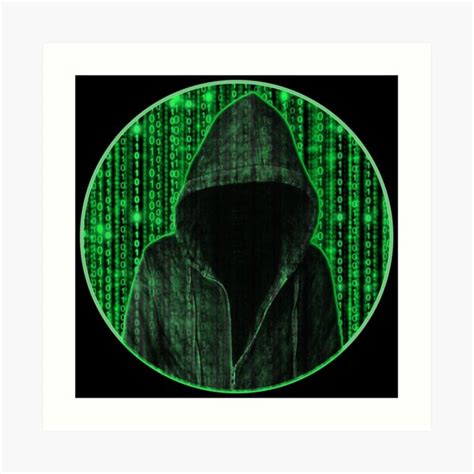 "Hooded hacker in binary matrix rain" Art Print for Sale by NerdySherds ...