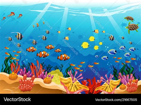 Marine underwater scene Royalty Free Vector Image