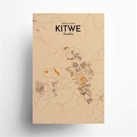 Kitwe City Map, Art Print, Wall Decor - OurPoster.com