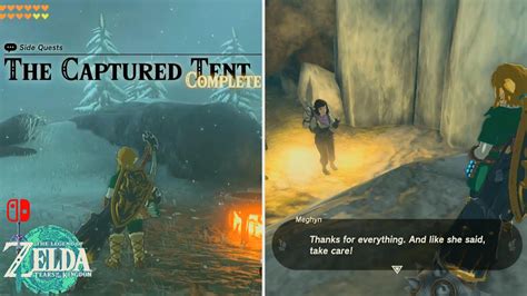 Legend of Zelda TOTK - Nat Side Quests The Capture Tent & Who Finds the Haven? - Hebra Mountains ...