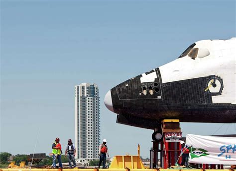 Shuttle replica arrives amid fanfare