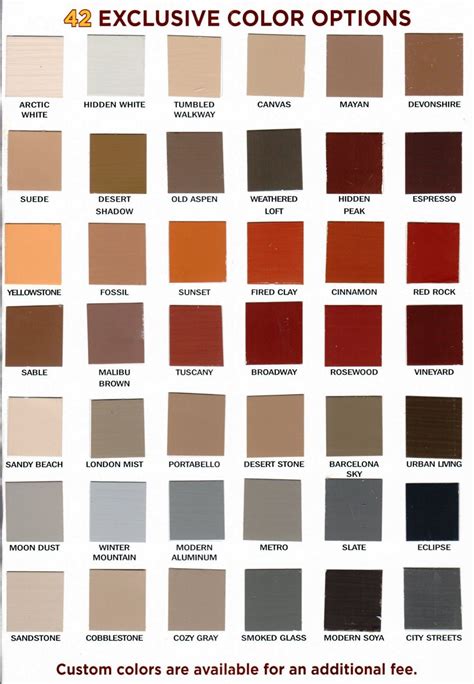 Solid Stain Color Chart
