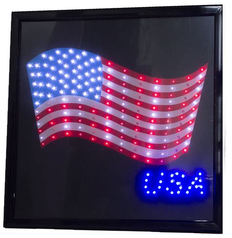 Printed American Flag USA 19" x 19" LED Sign with Hang Chain - Walmart.com - Walmart.com