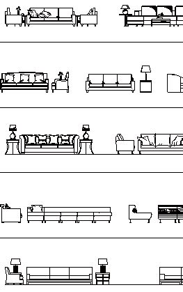 Furniture CAD Blocks: sofas in elevation view