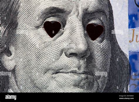 Benjamin Franklin from 100 dollar banknote with heart for design ...