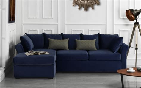 Modern Home Large Microfiber Velvet Sectional Sofa, Navy - Walmart.com