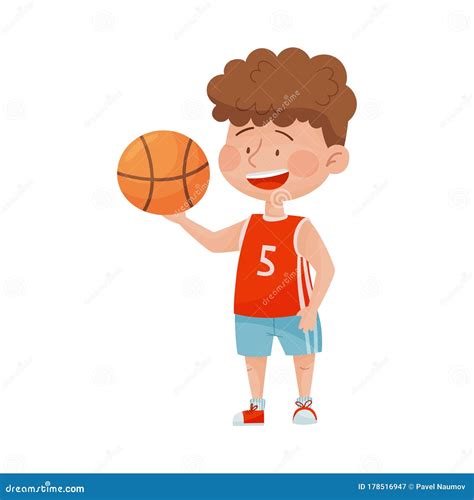 Happy Boy in Sport Wear Playing Basketball Vector Illustration Stock Vector - Illustration of ...