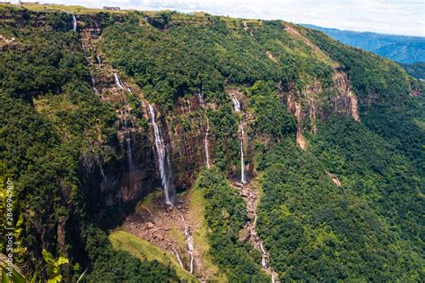 The Seven Sisters Waterfall in Cherrapunji, Meghalaya, India Stock ...