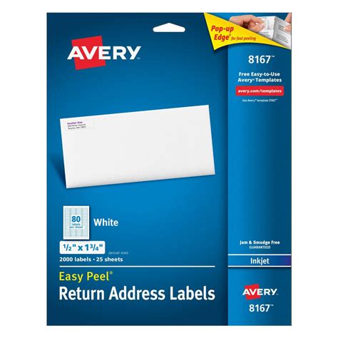 Avery® 8167 Easy Peel™ White Return Address Labels for Inkjet Printer at InkJetSuperStore