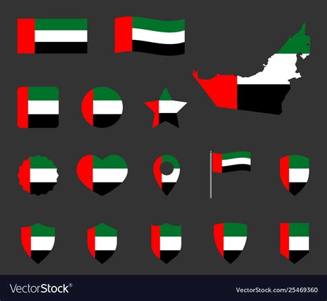 United arab emirates flag icons set national flag Vector Image