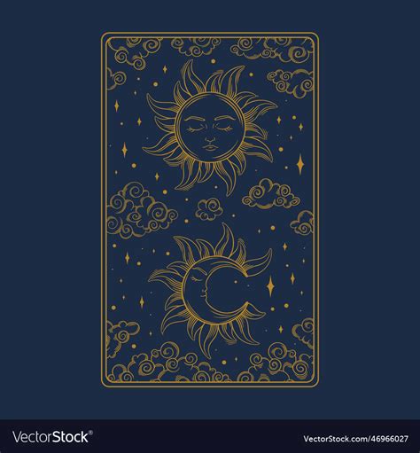 Tarot aesthetic golden card occult design Vector Image