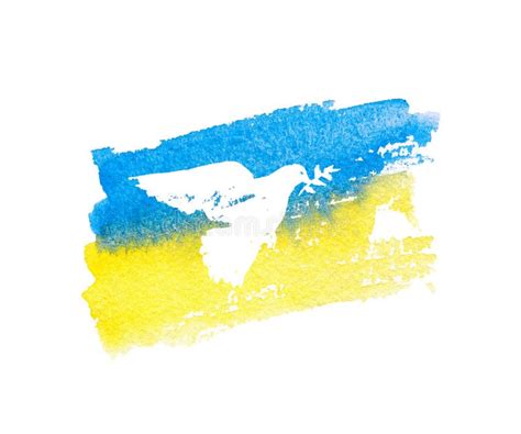 Ukrainian Flag Shape of Dove Peace Watercolor Isolated on White ...