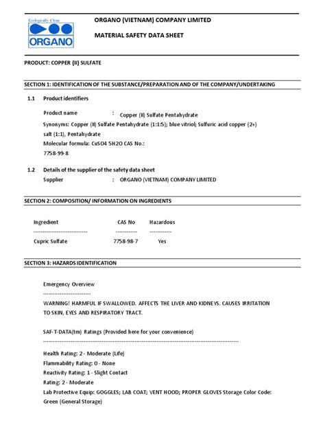 Cu SO4 | PDF | Dangerous Goods | Magnesium