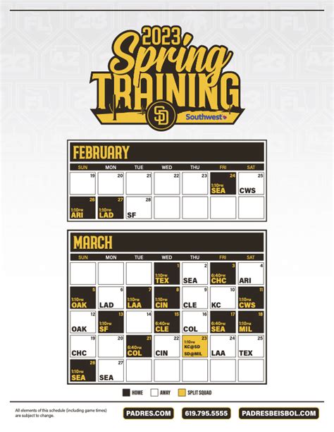 Padres' 2023 Spring Training schedule released