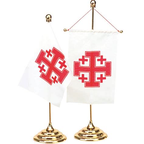 Jerusalem Cross Desk Flag | Terra Sancta Guild | Jerusalem Cross Flags