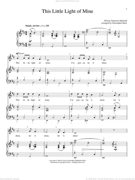 This Little Light Of Mine sheet music for voice and piano (PDF)