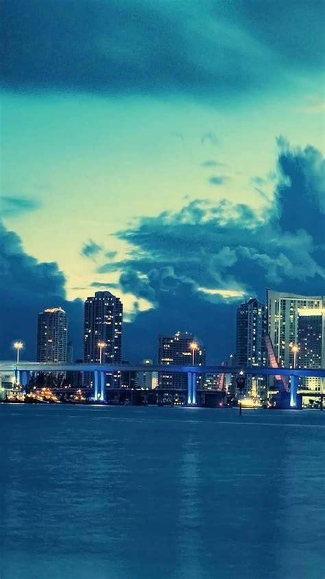 Miami Skyline At Night Wallpaper