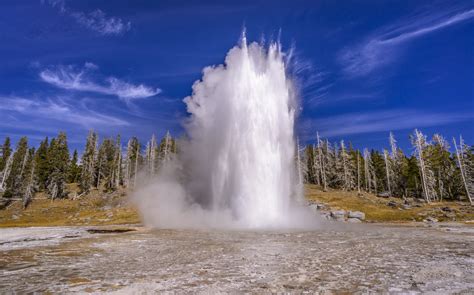 Grand Geyser, Yellowstone NP, Wyoming, USA Foto & Bild | himmel, herbst, totholz Bilder auf ...