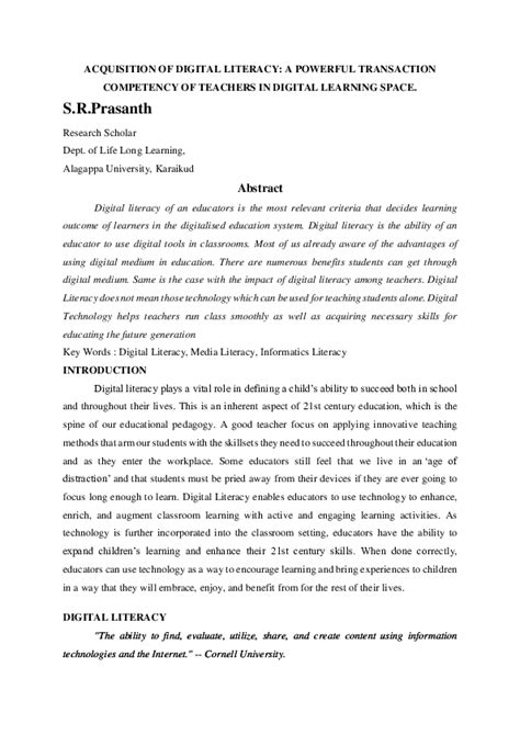 (PDF) ACQUISITION OF DIGITAL LITERACY: A POWERFUL TRANSACTION COMPETENCY OF TEACHERS IN DIGITAL ...