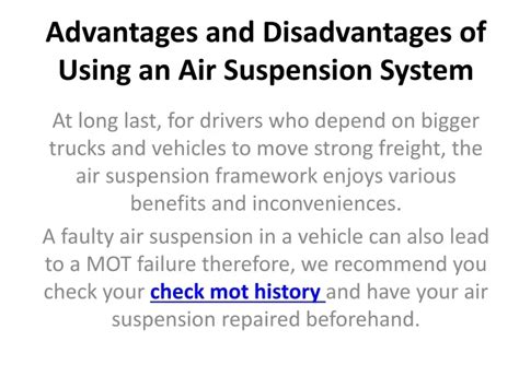 PPT - Advantages and Disadvantages of Using an Air Suspension System PowerPoint Presentation ...