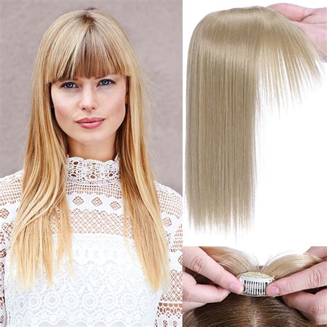 Benehair 100% Natural Hair Extensions Clip in Topper Toupee Bangs ...