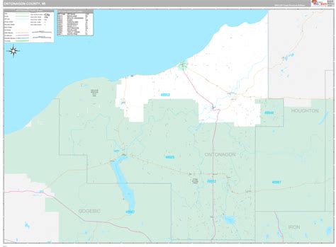 Ontonagon County, MI Wall Map Premium Style by MarketMAPS - MapSales