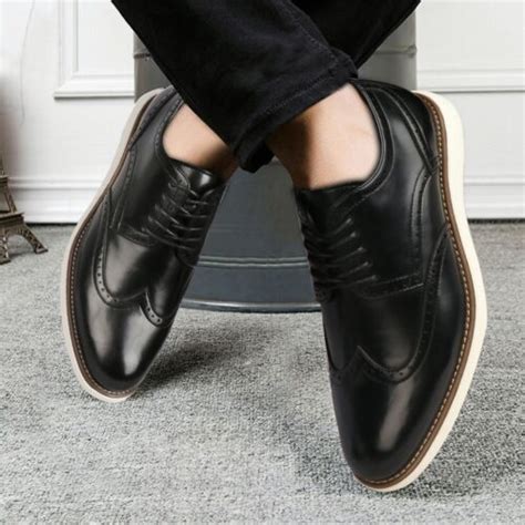 Men's Wing tip Shoes,Leather Shoes Lace-up Shoe Mens Oxford Shoe Black ...